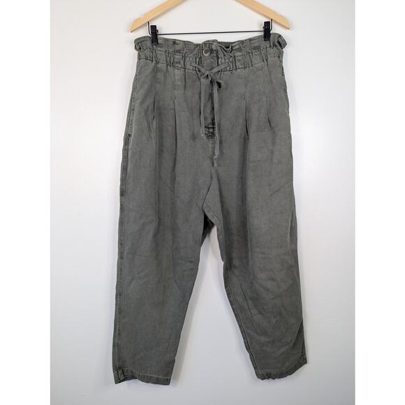 Free People Pants - EUC Free People Margate Pleated Pull On Elastic Trouser Pants Green Sugar Kelp